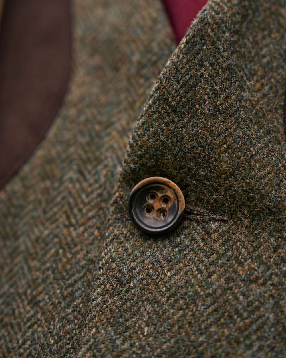 Forest Green Herringbone coloured Harkila Kenmore Shooting Waistcoat on white background #colour_forest-green-herringbone