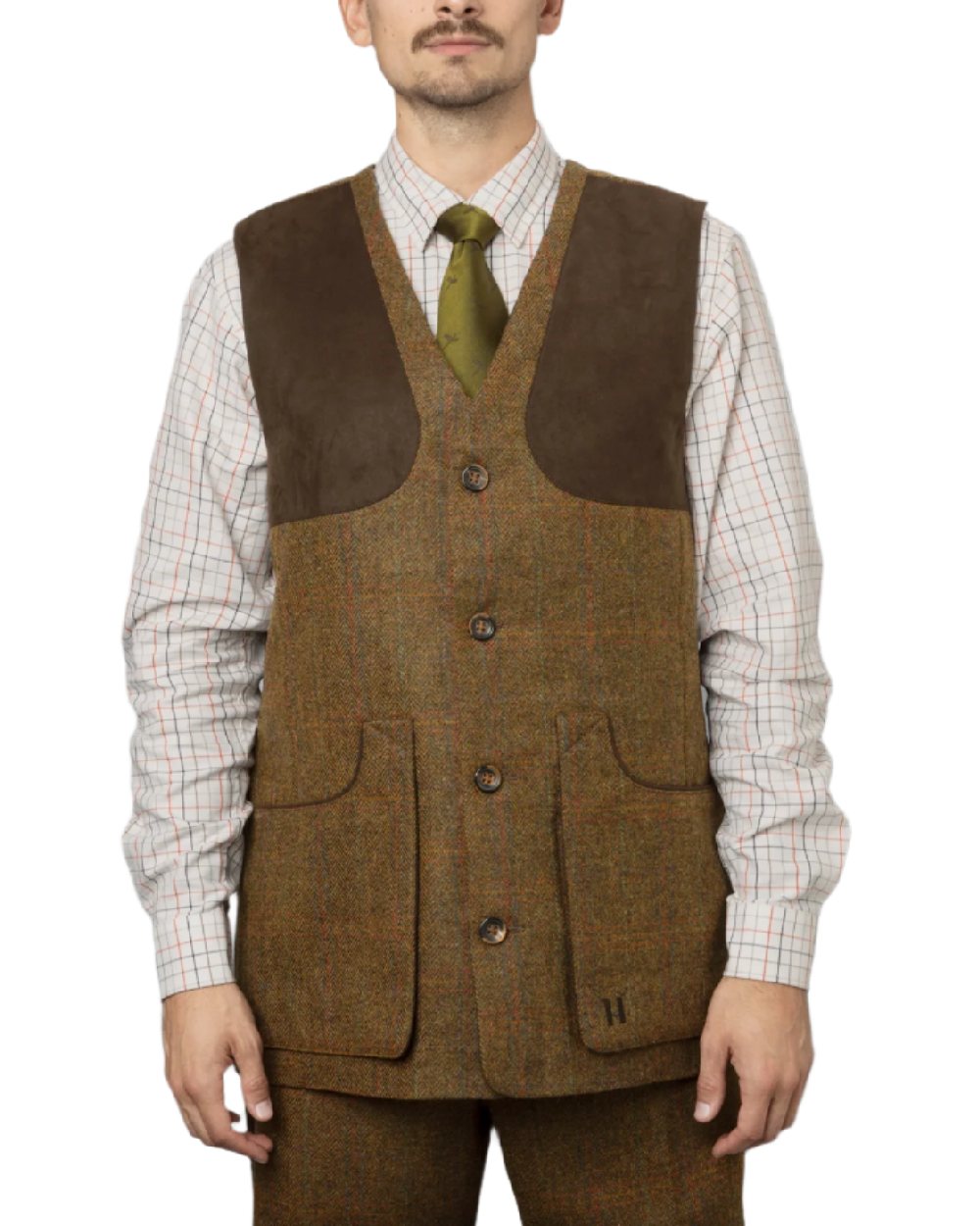 Terragon Brown Coloured Harkila Kenmore Shooting Waistcoat on white background #colour_terragon-brown