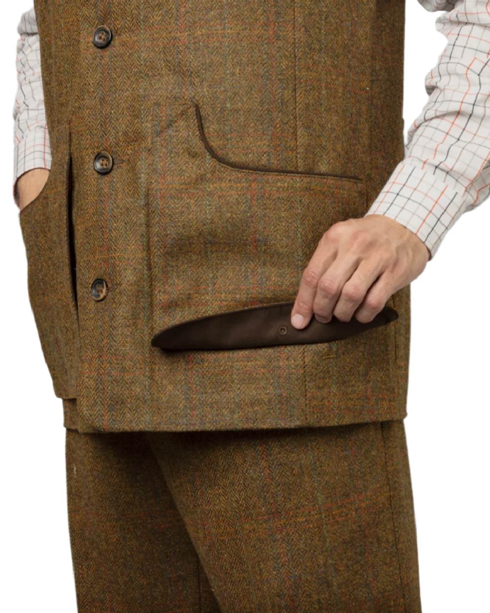 Terragon Brown Coloured Harkila Kenmore Shooting Waistcoat on white background #colour_terragon-brown