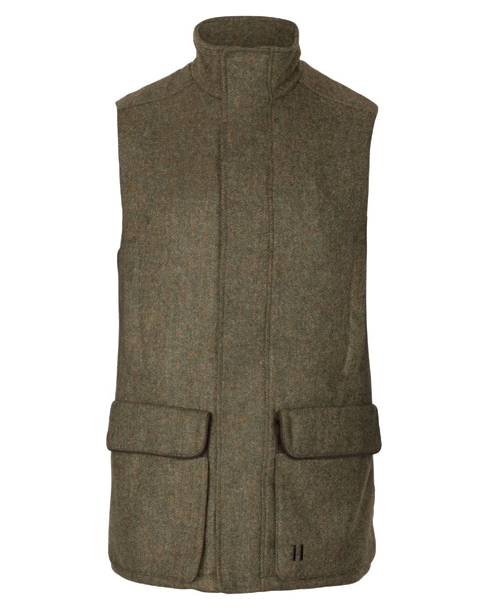 Forest Green Herringbone Coloured Harkila Kenmore Waistcoat on white background #colour_forest-green-herringbone