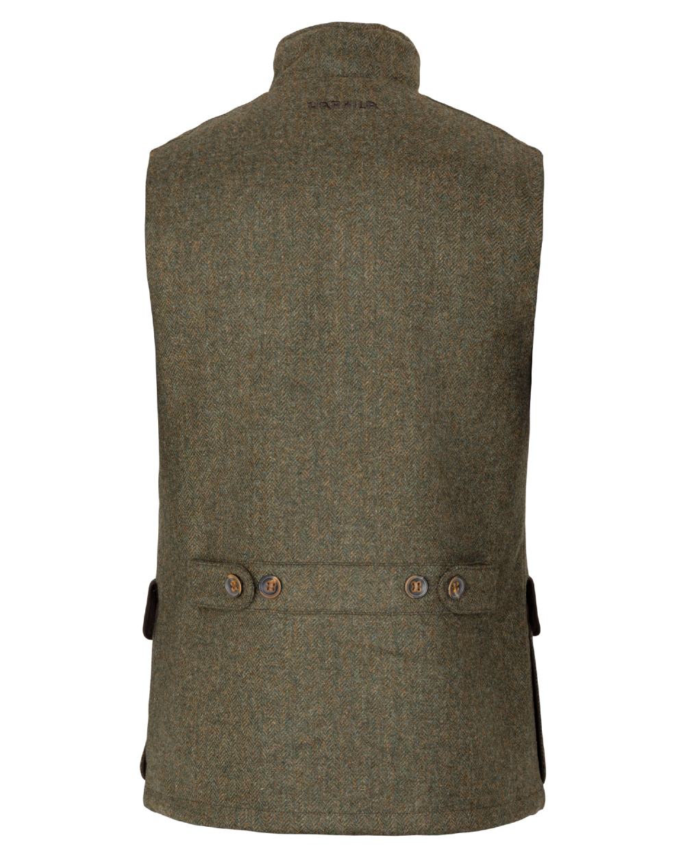 Forest Green Herringbone Coloured Harkila Kenmore Waistcoat on white background #colour_forest-green-herringbone