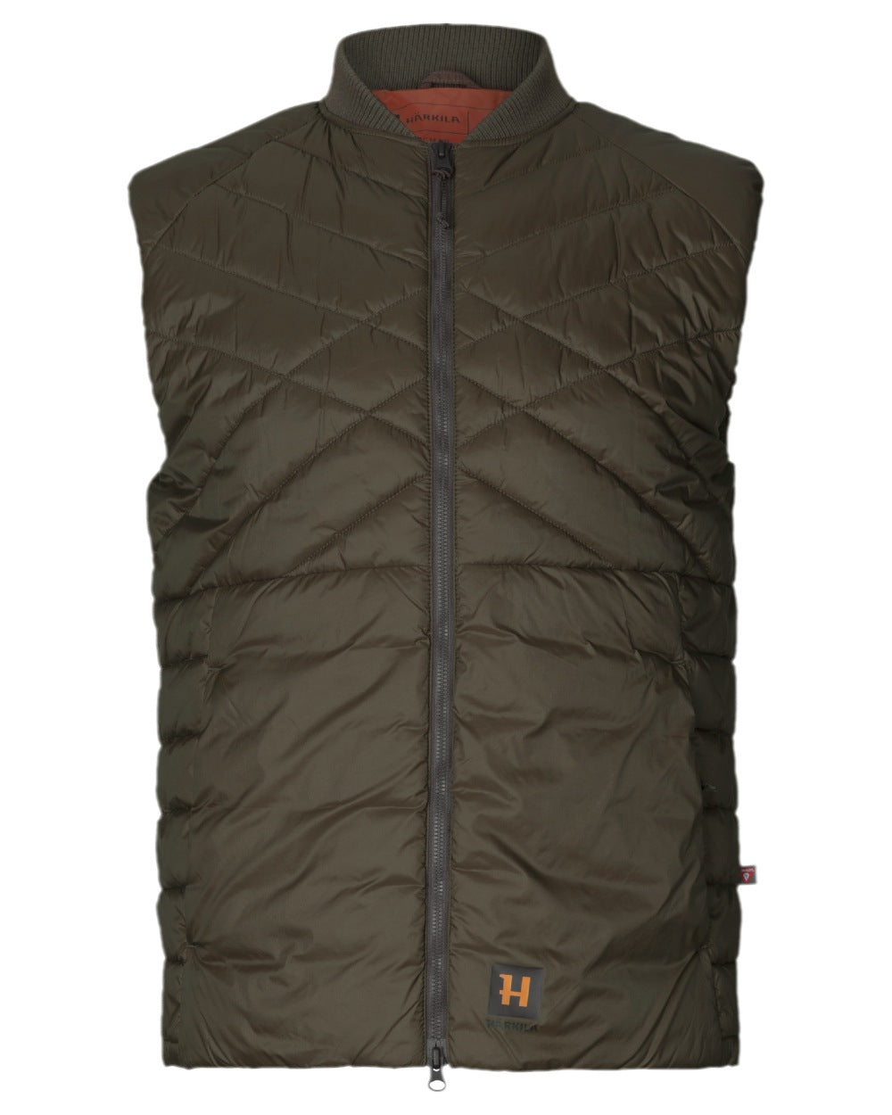 Willow Green Coloured Harkila Logmar Insulated Packable Waistcoat on white background #colour_willow-green