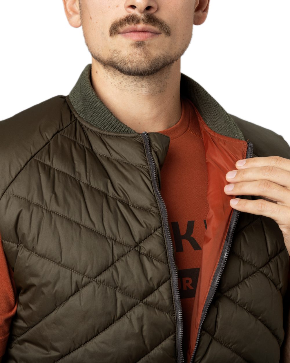 Willow Green Coloured Harkila Logmar Insulated Packable Waistcoat on white background #colour_willow-green