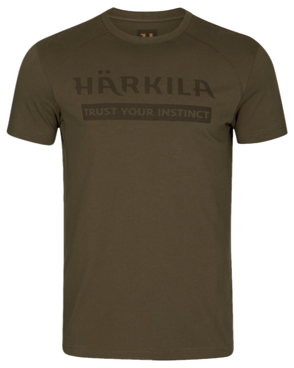 Willow Green Coloured Harkila Logo Short Sleeve T-Shirt on white background #colour_willow-green