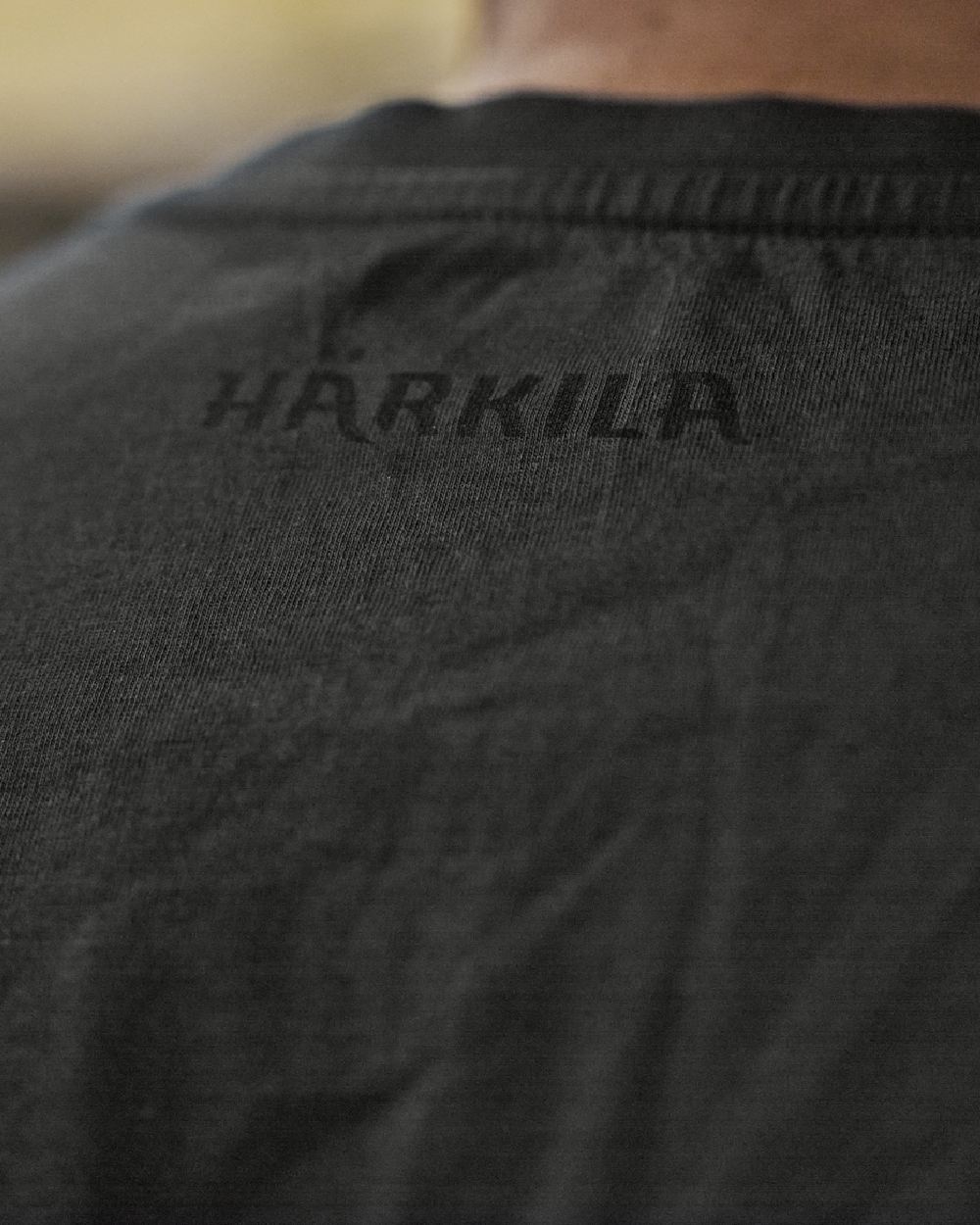 Phantom Coloured Harkila Mens H-logo Short Sleeve T-Shirt on blurry background #colour_phantom