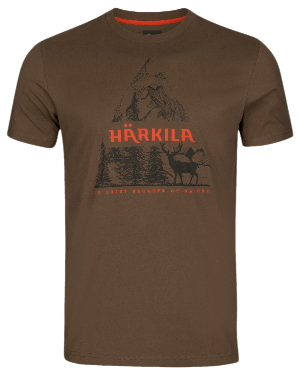 Slate Black Coloured Harkila Mens Nature Short Sleeve T-Shirt on white background #colour_slate-black