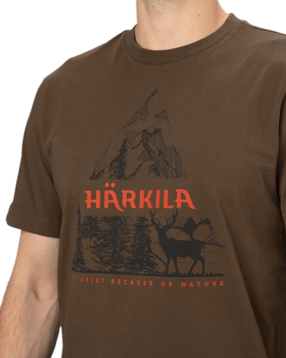 Slate Black Coloured Harkila Mens Nature Short Sleeve T-Shirt on white background #colour_slate-black