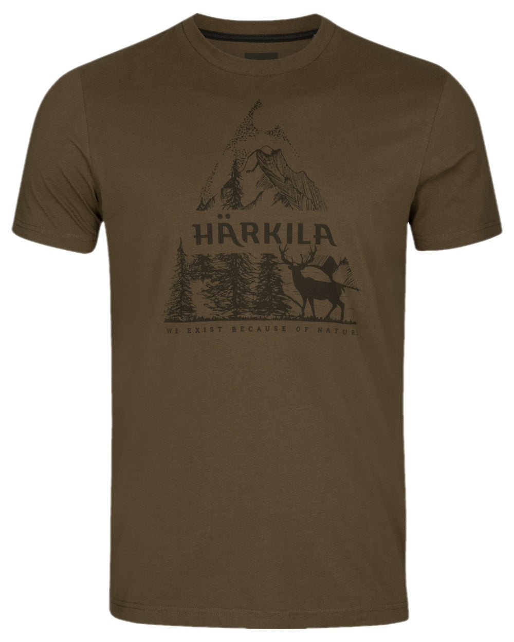 Willow Green Coloured Harkila Mens Nature Short Sleeve T-Shirt on white background #colour_willow-green