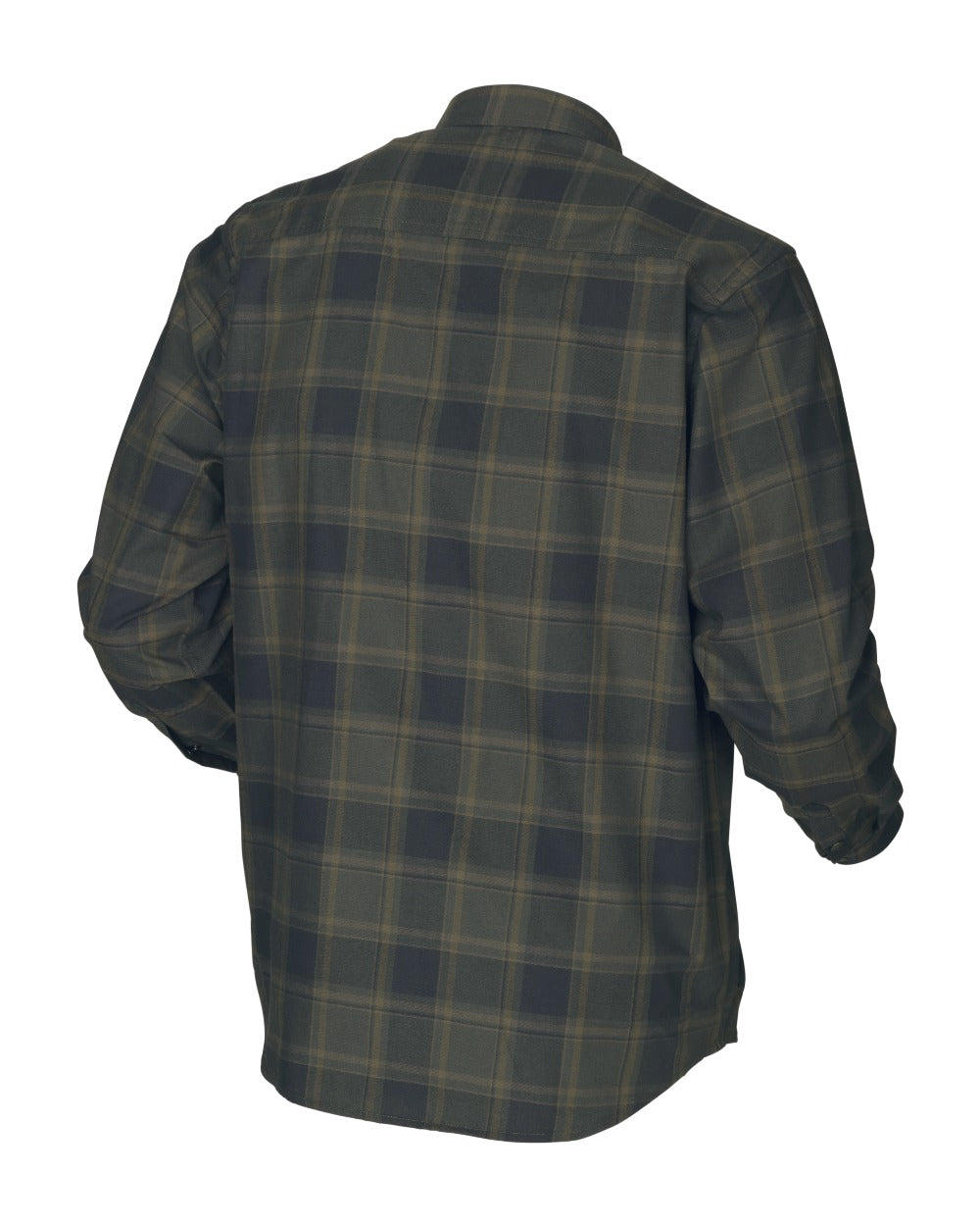 Willow Green Check colour Harkila Metso Active Shirt on white background #colour_willow-green-check