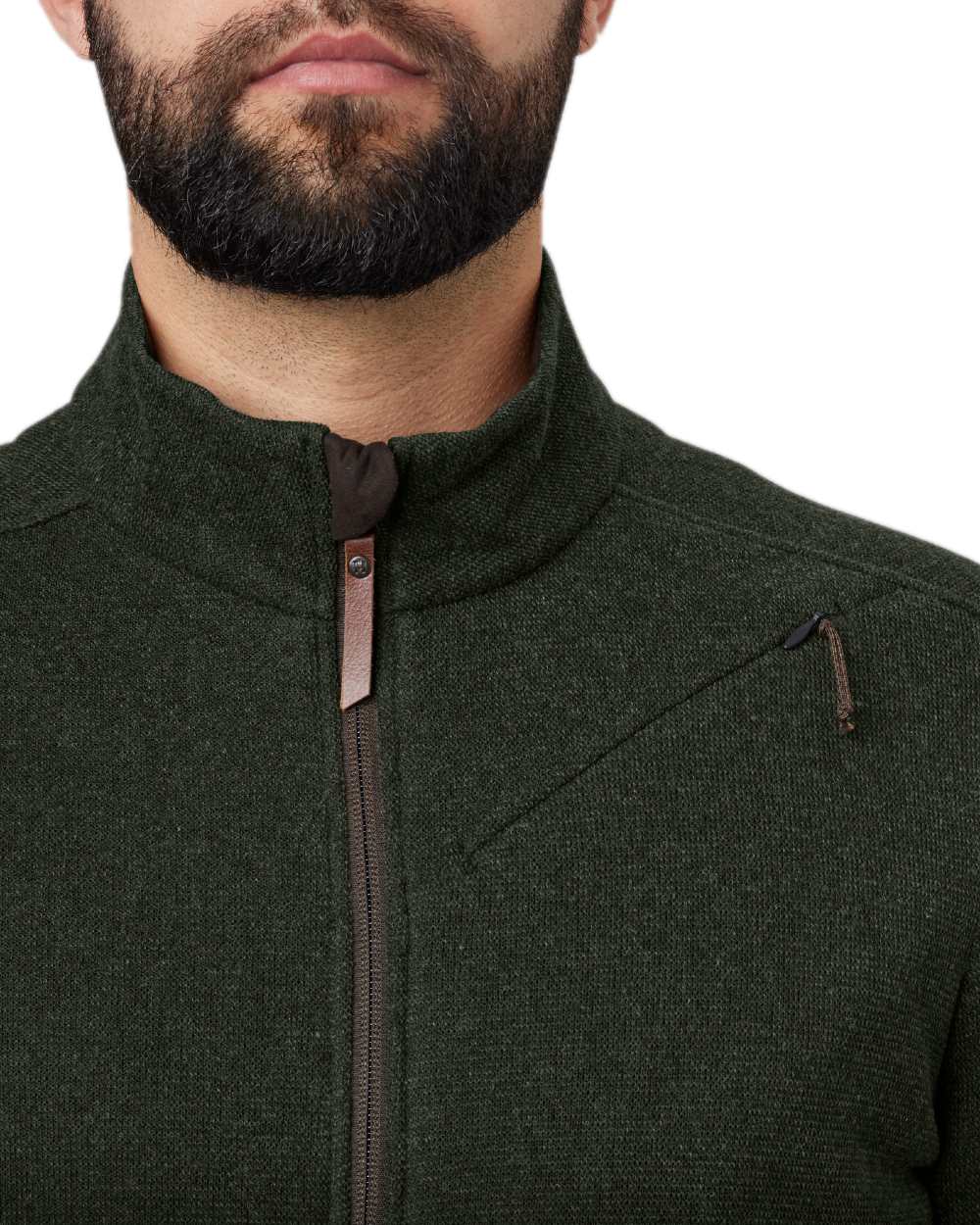 Willow Green Coloured Harkila Metso Full Zip Fleece Jacket on white background #colour_willow-green