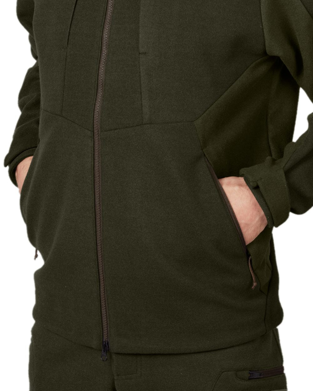 Willow Green Coloured Harkila Metso Hybrid Jacket on white background #colour_willow-green