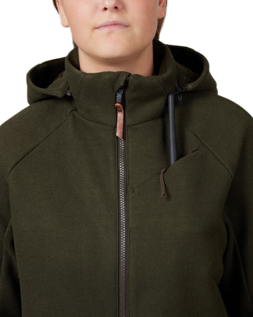Willow Green Coloured Harkila Metso Womens Hybrid Jacket on white background #colour_willow-green
