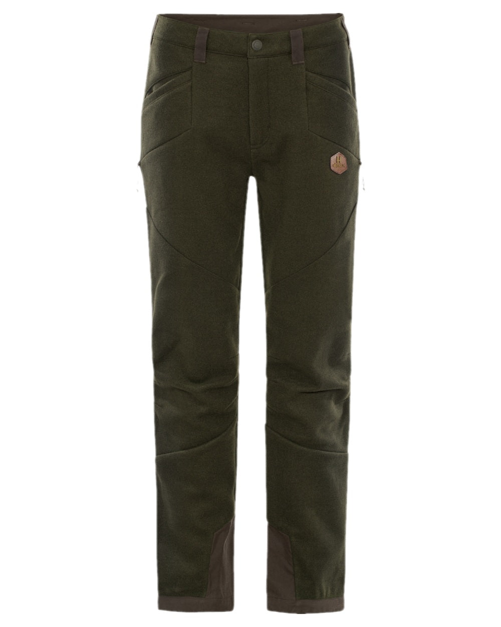Willow Green Coloured Harkila Metso Womens Hybrid Trousers on white background #colour_willow-green