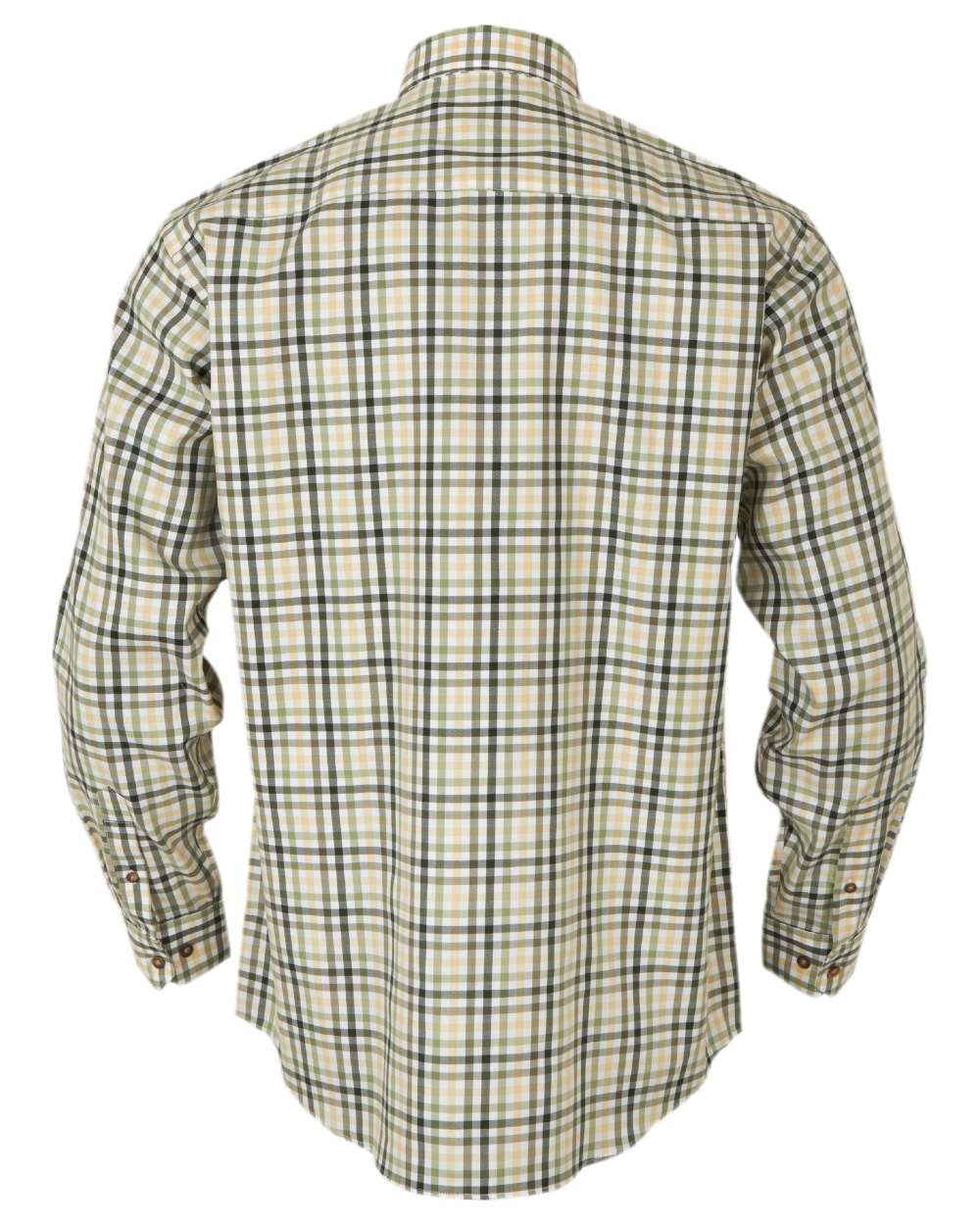 Beech Green Check Coloured Harkila Milford Shirt on white background #colour_beech-green-check
