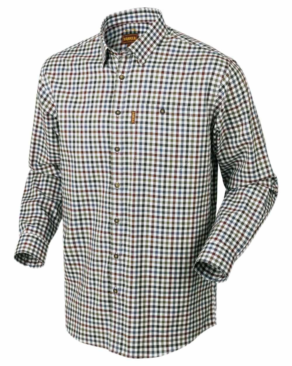 Burgundy Check Coloured Harkila Milford Shirt on white background #colour_burgundy-check
