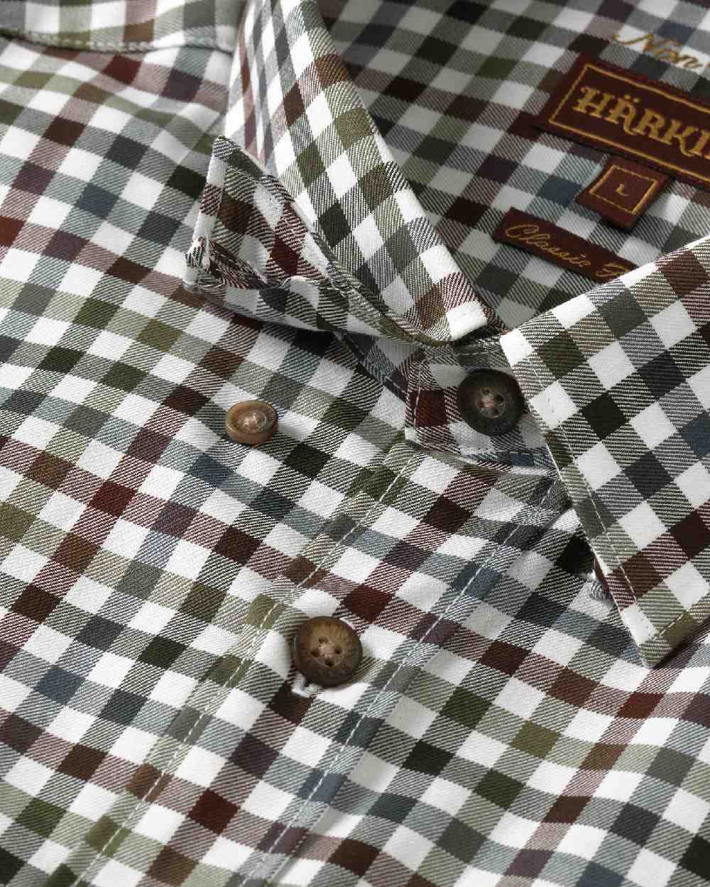 Burgundy Check Coloured Harkila Milford Shirt on white background #colour_burgundy-check
