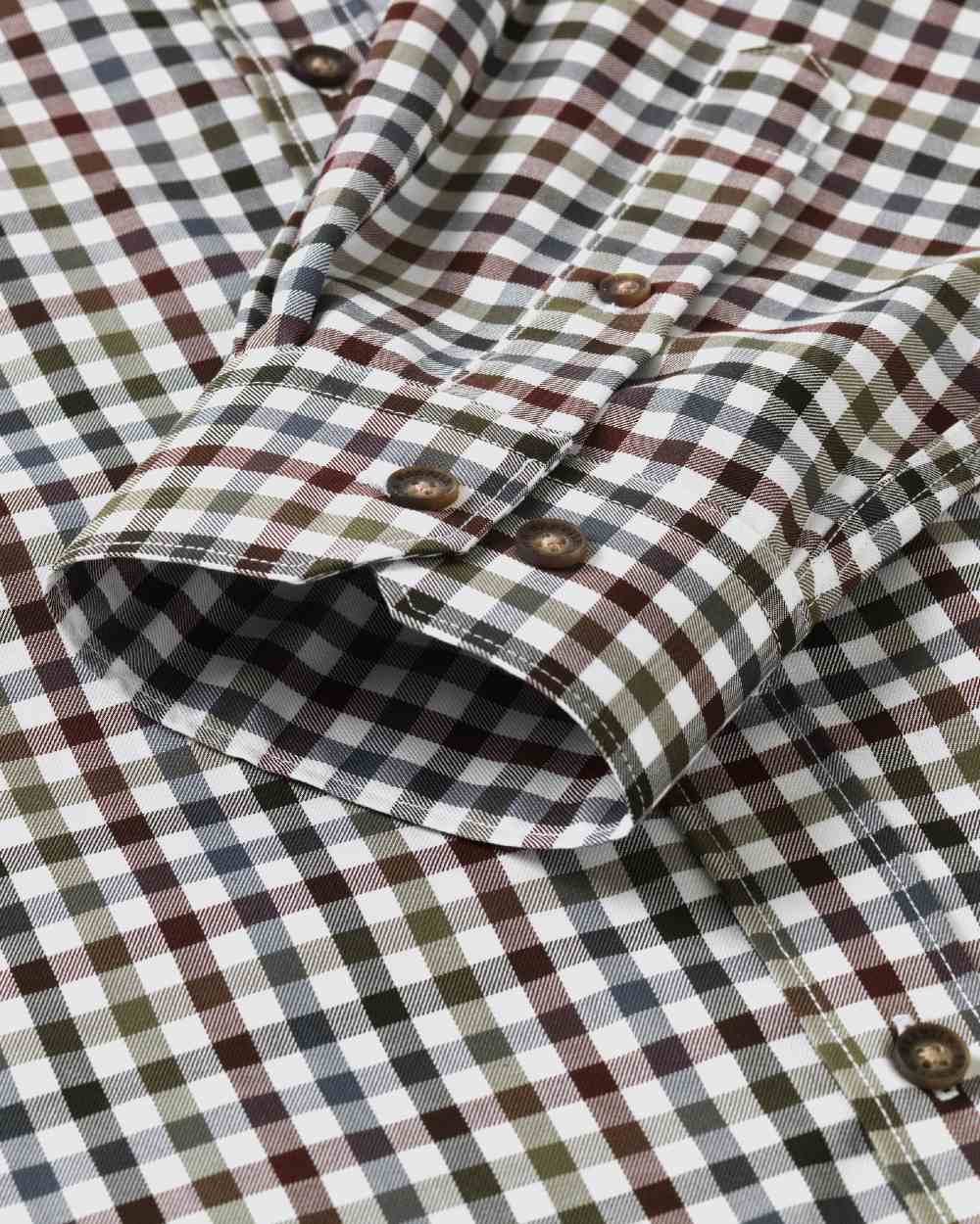 Burgundy Check Coloured Harkila Milford Shirt on white background #colour_burgundy-check