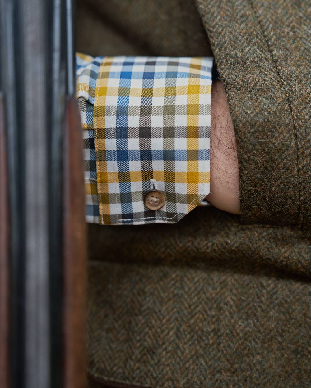 Grape Leaf Coloured Harkila Milford Shirt on outdoor background #colour_grape-leaf
