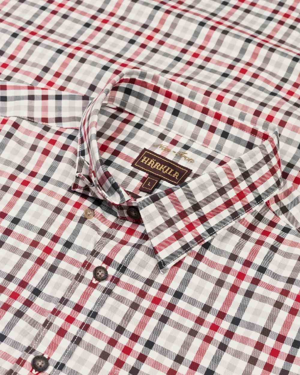 Jester Red Check Coloured Harkila Milford Shirt on white background #colour_jester-red-check