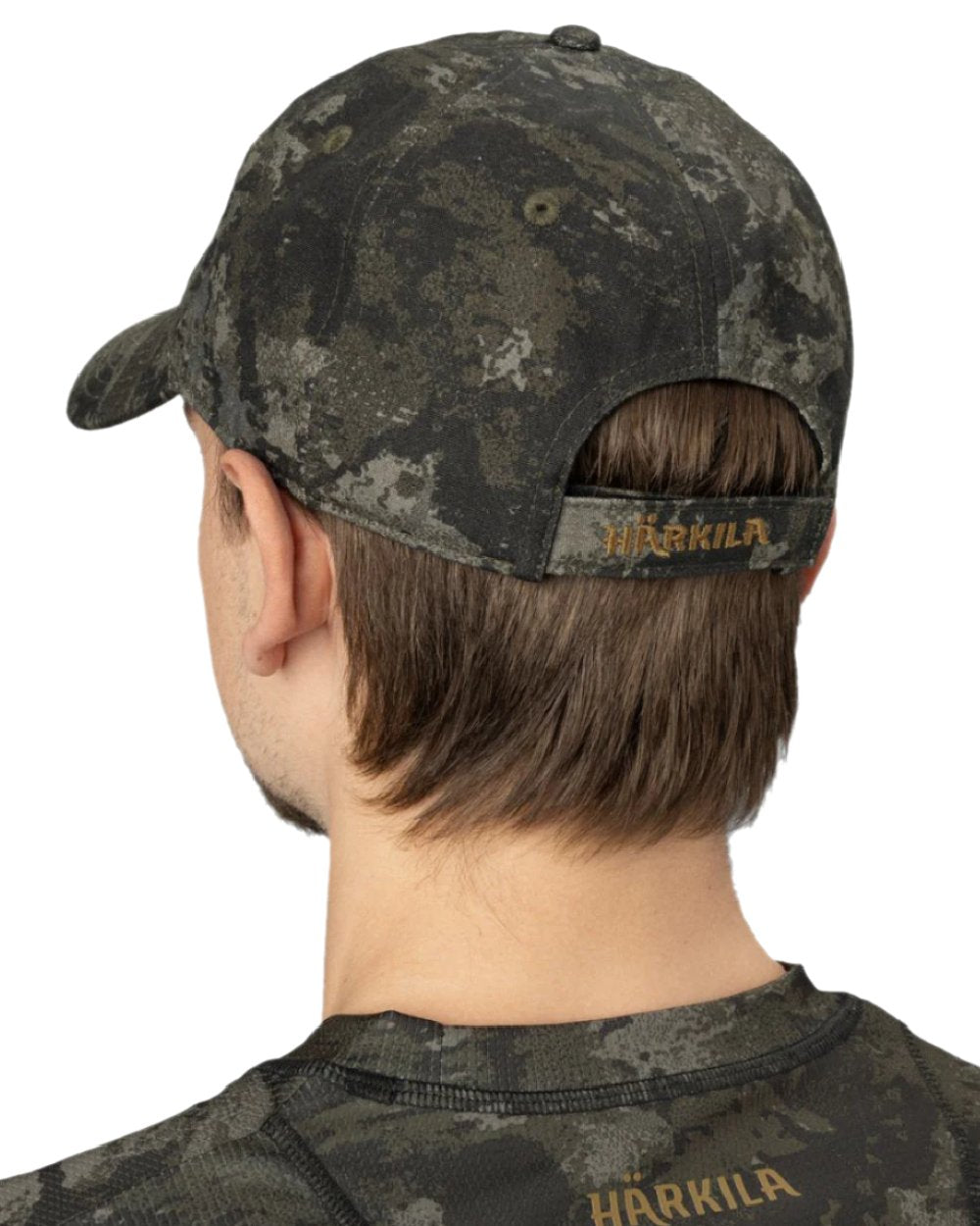 AXIS Black coloured Harkila Modi Camo Cap on white background #colour_axis-black