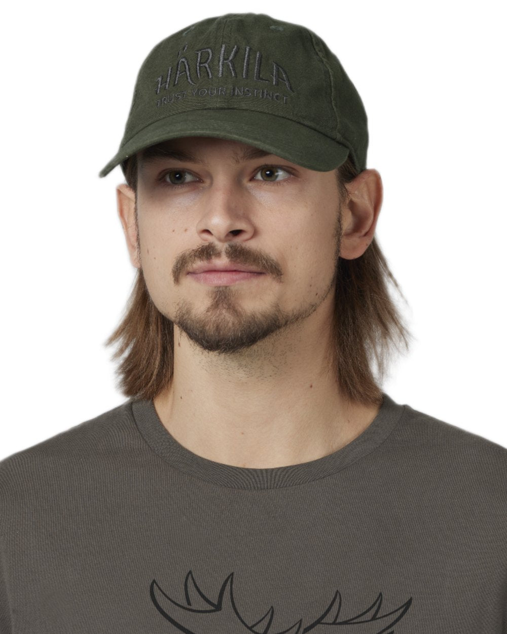 Duffel Green Coloured Harkila Modi Cap on white background #colour_duffel-green