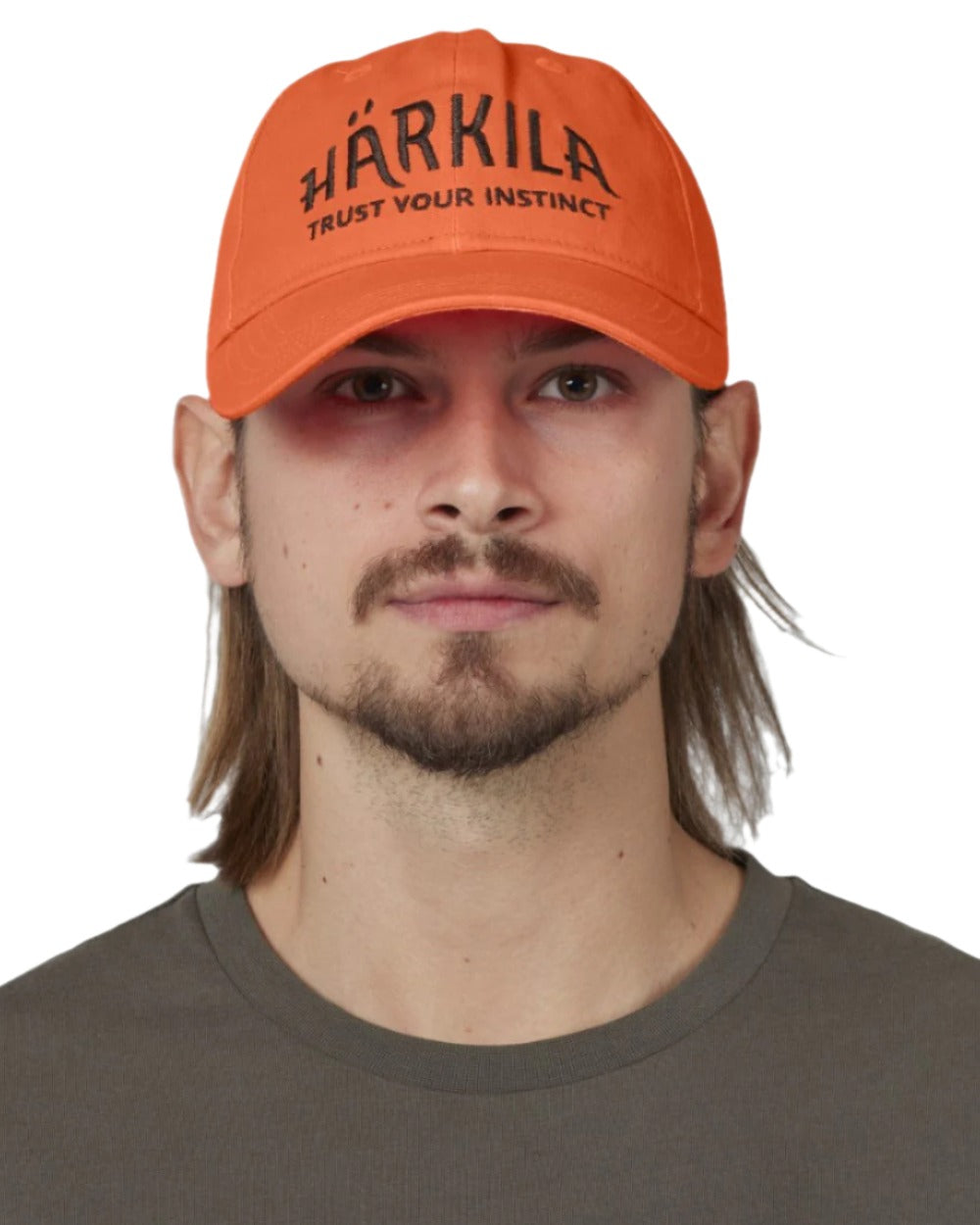 Hi-Vis Orange Coloured Harkila Modi Cap on white background #colour_hi-vis-orange