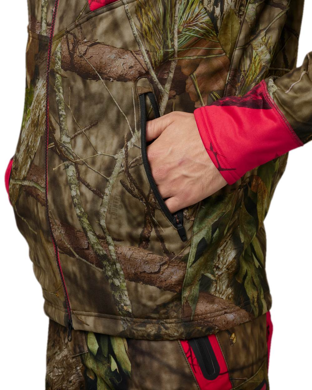 Mossy Oak Break-Up Country Coloured Harkila Moose Hunter 2.0 Fleece Jacket on white background #colour_mossy-oak-break-up-country