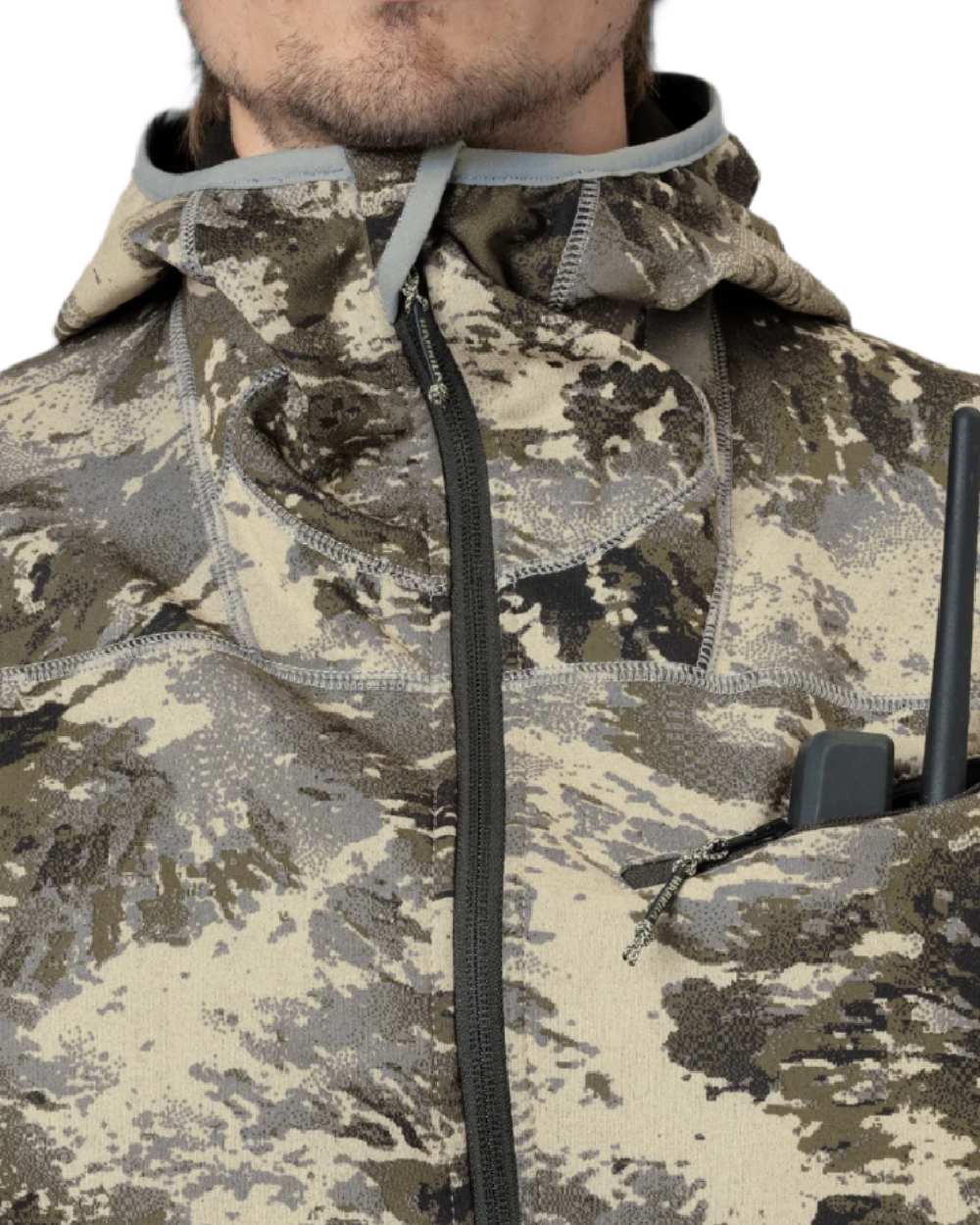 AXIS Mountain Coloured Harkila Mountain Hunter Expedition Fleece Hoodie on white background #colour_axis-mountain
