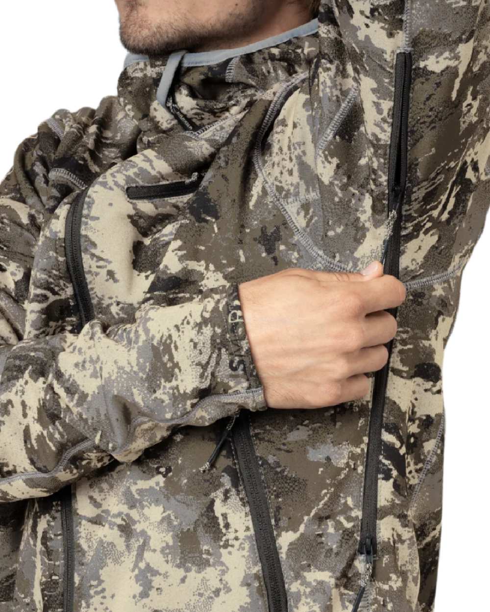 AXIS Mountain Coloured Harkila Mountain Hunter Expedition Fleece Hoodie on white background #colour_axis-mountain