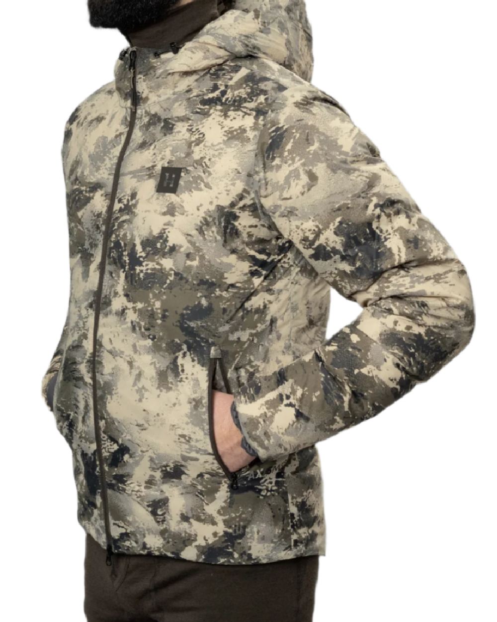 AXIS Mountain Coloured Harkila Mountain Hunter Expedition Packable Down Jacket on white background #colour_axis-mountain