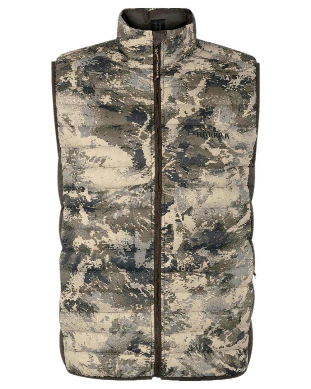 AXIS Mountain Shadow Brown Coloured Harkila Mountain Hunter Expedition Reversible Down Waistcoat on white background #colour_axis-mountain-shadow-brown