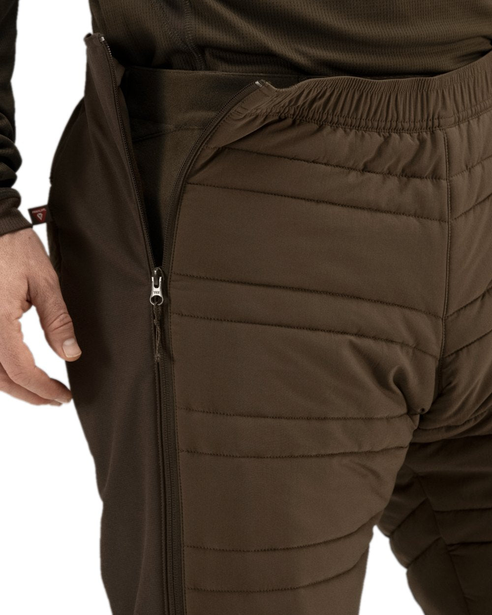 Hunting Green Shadow Brown Coloured Harkila Mountain Hunter Insulated Breeks on white background #colour_hunting-green-shadow-brown