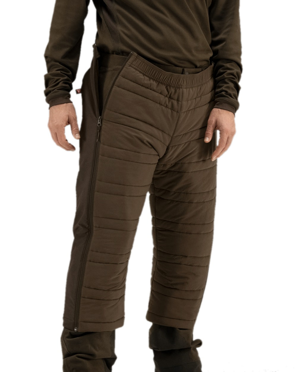 Hunting Green Shadow Brown Coloured Harkila Mountain Hunter Insulated Breeks on white background #colour_hunting-green-shadow-brown
