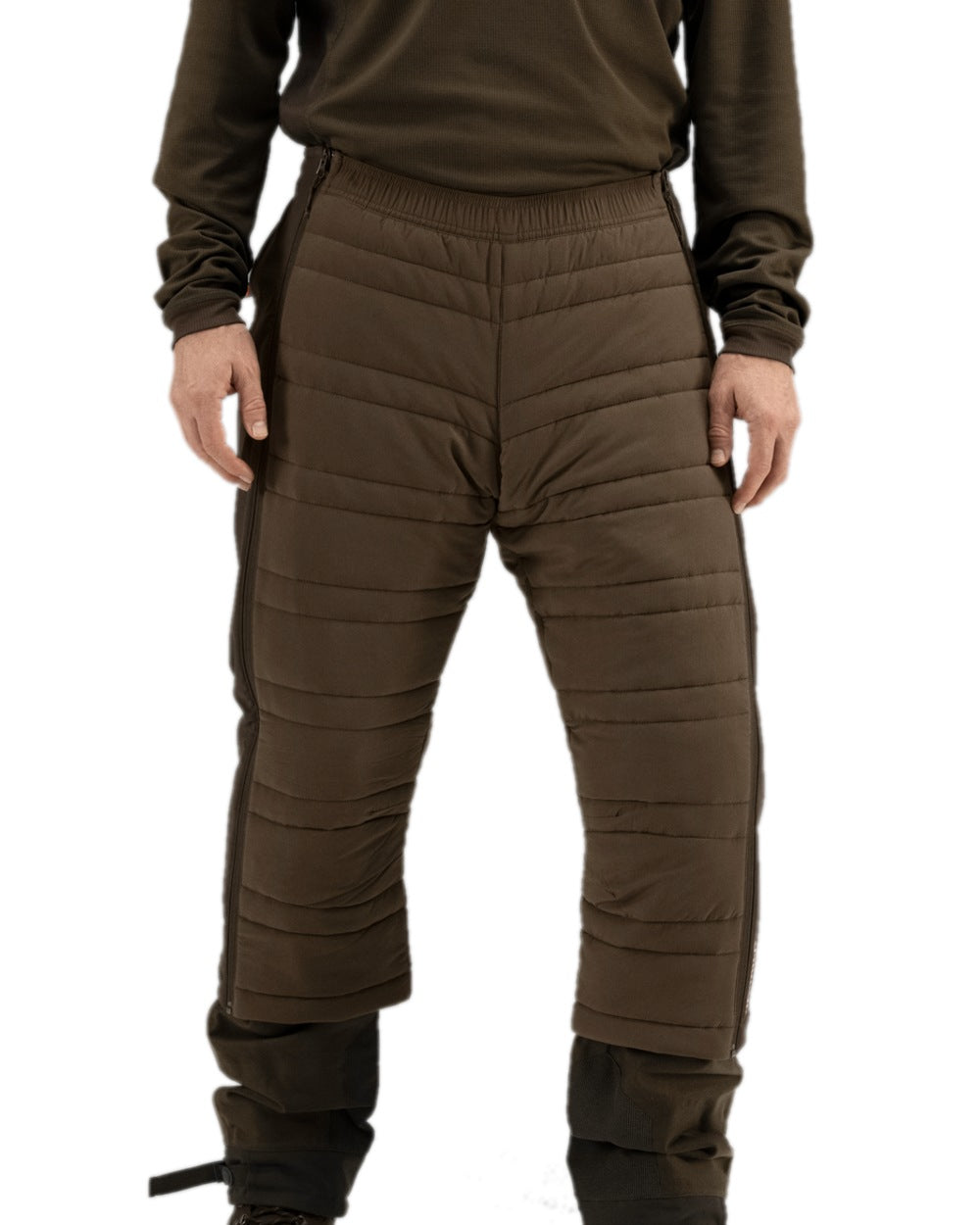 Hunting Green Shadow Brown Coloured Harkila Mountain Hunter Insulated Breeks on white background #colour_hunting-green-shadow-brown