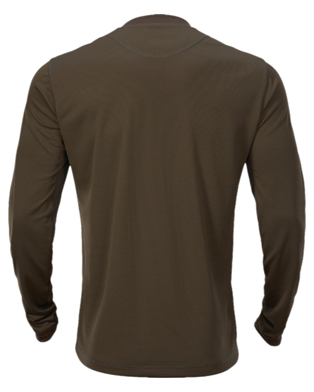 Hunting Green Shadow Brown Coloured Harkila Mountain Hunter Long Sleeve T-Shirt on white background #colour_hunting-green-shadow-brown