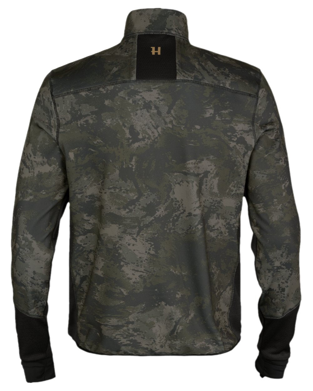 AXIS Black Black Coloured Harkila NOCTYX Camo Fleece Jacket on white background #colour_axis-black-black
