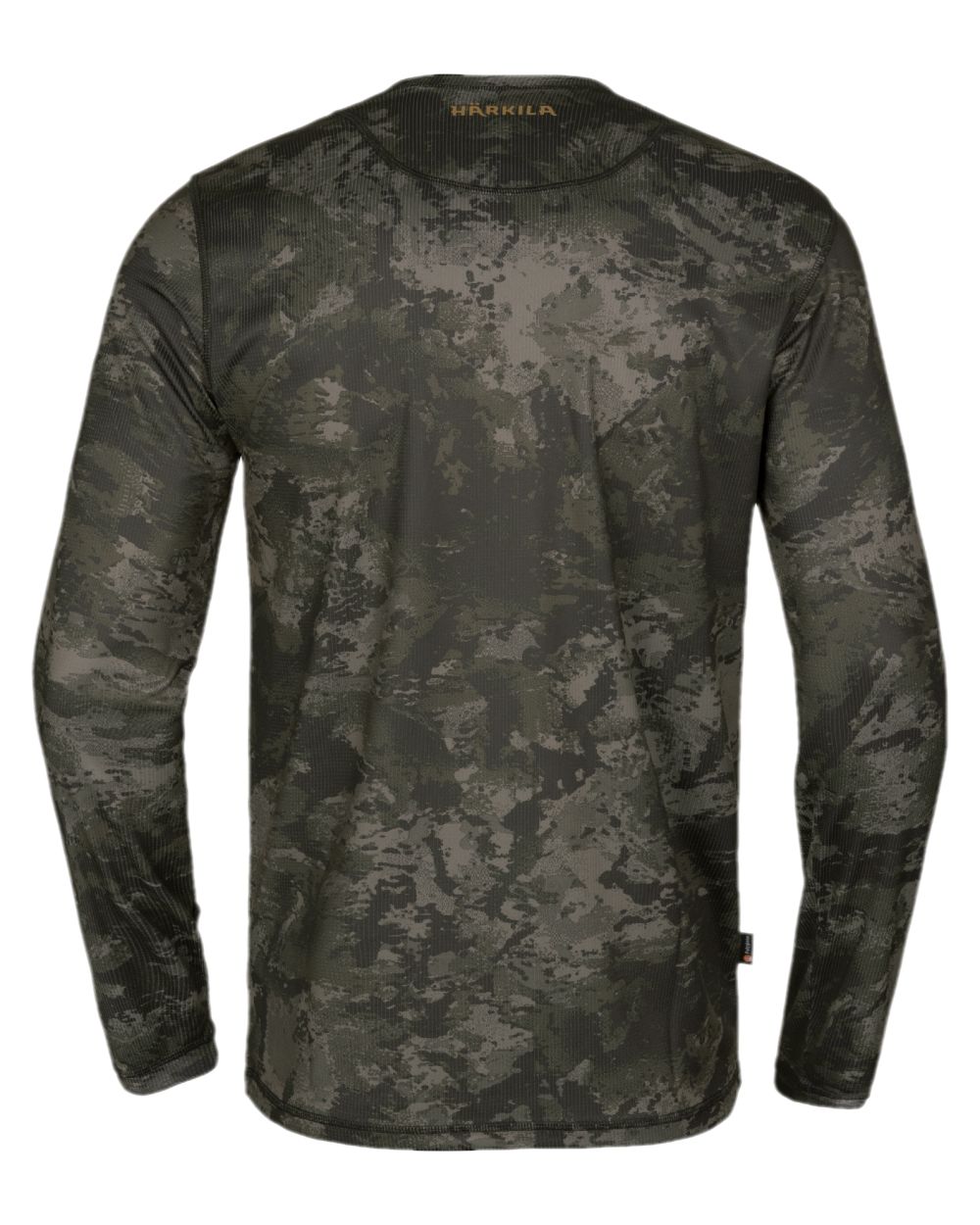 AXIS Black Coloured Harkila NOCTYX Camo Long Sleeve T-Shirt on white background #colour_axis-black