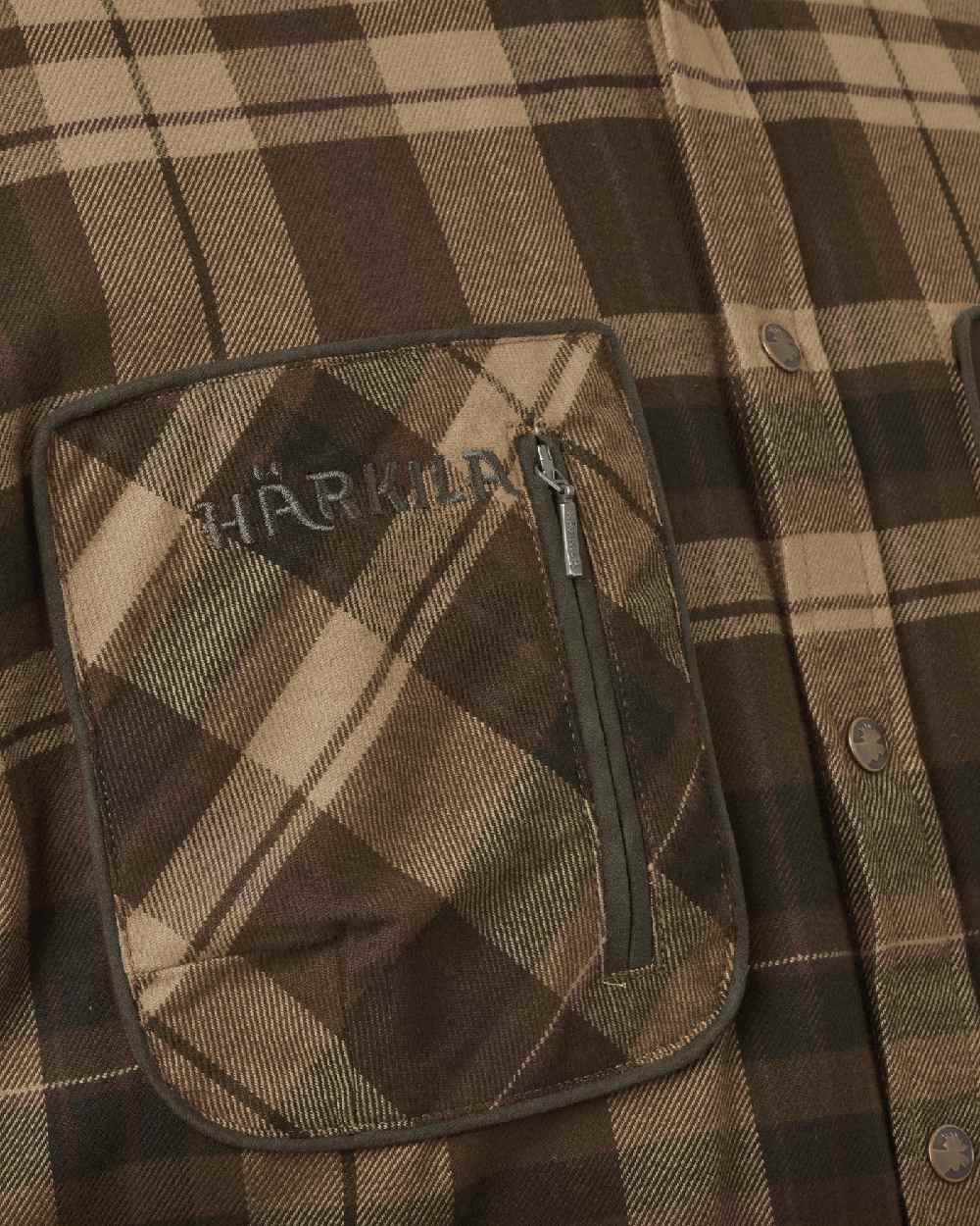 Beige Brown Coloured Harkila Pajala Check Shirt on white background #colour_beige-brown