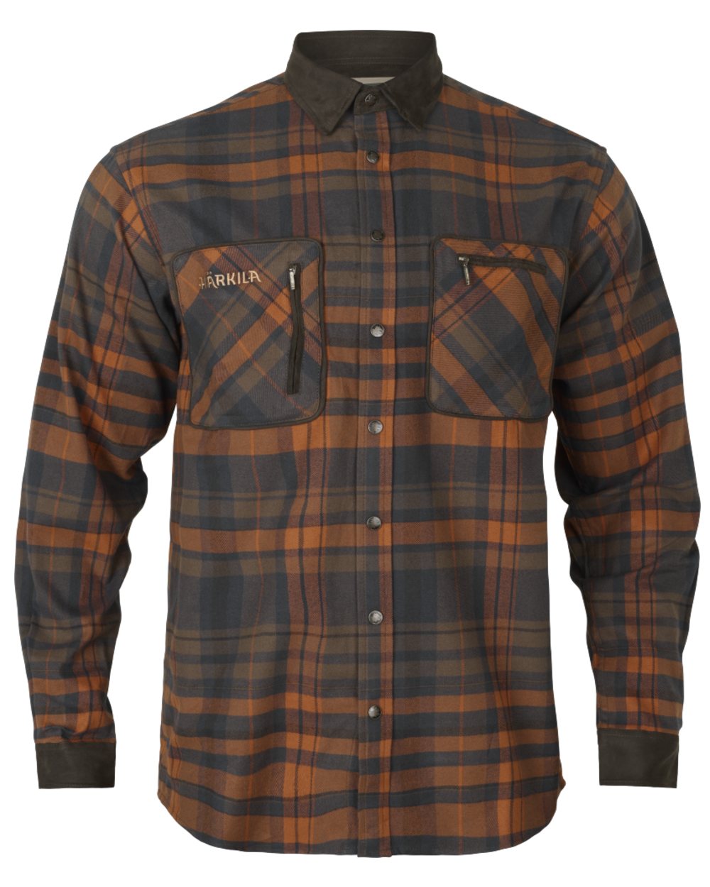 Bombay Brown Coloured Harkila Pajala Check Shirt on white background #colour_bombay-brown