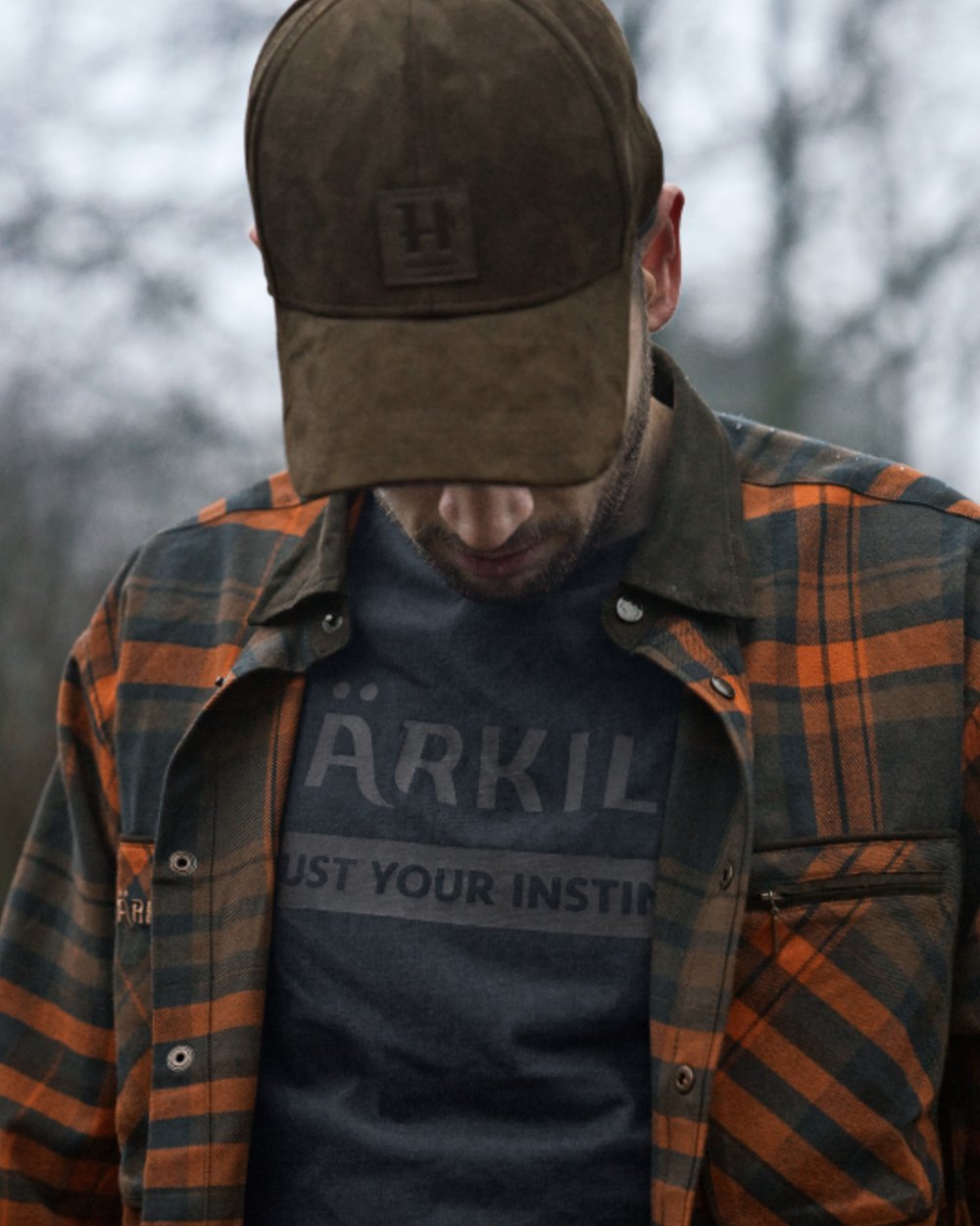 Bombay Brown Coloured Harkila Pajala Check Shirt on outdoor background #colour_bombay-brown