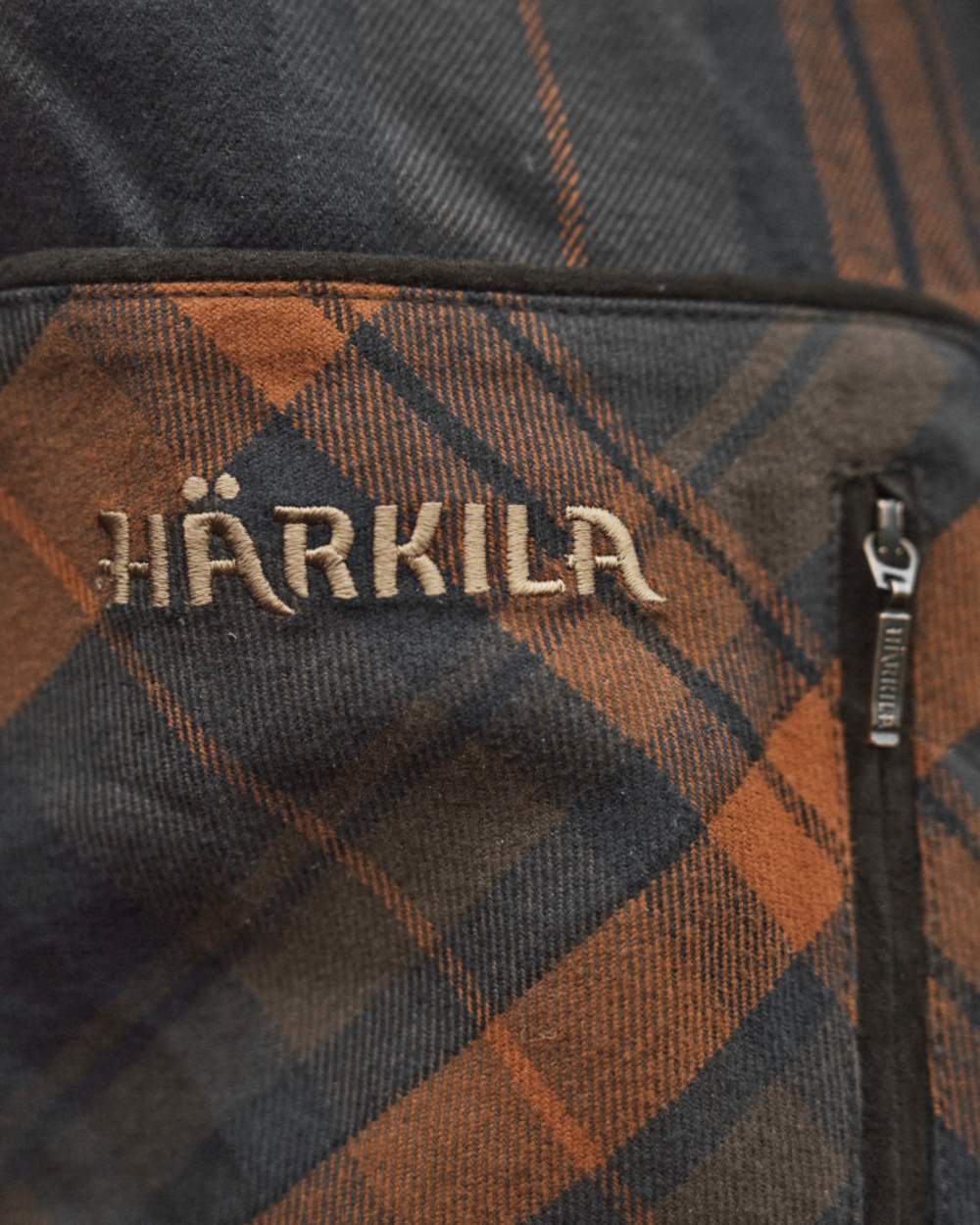 Bombay Brown Coloured Harkila Pajala Check Shirt on outdoor background #colour_bombay-brown