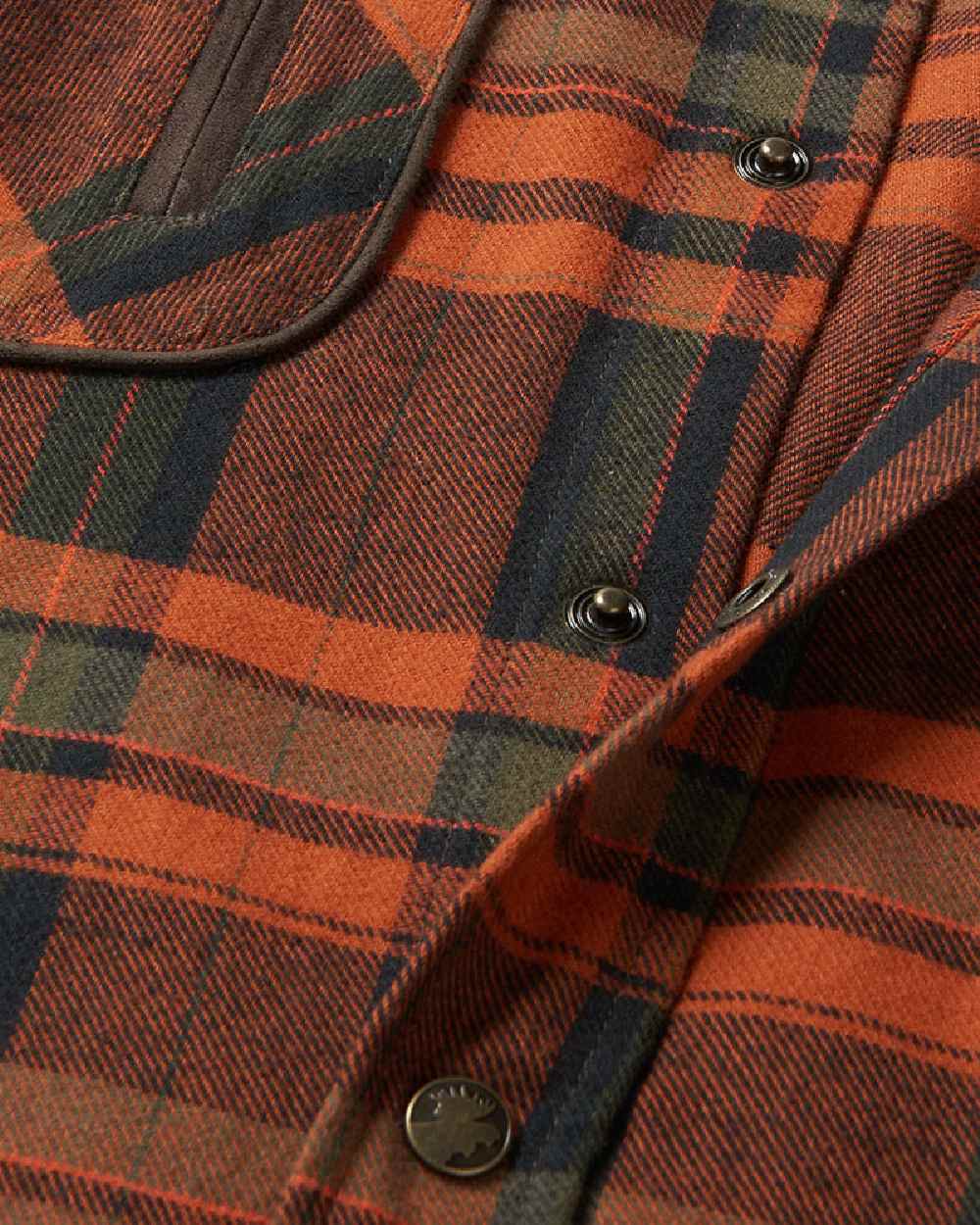 Burnt Orange Coloured Harkila Pajala Check Shirt on white background #colour_burnt-orange