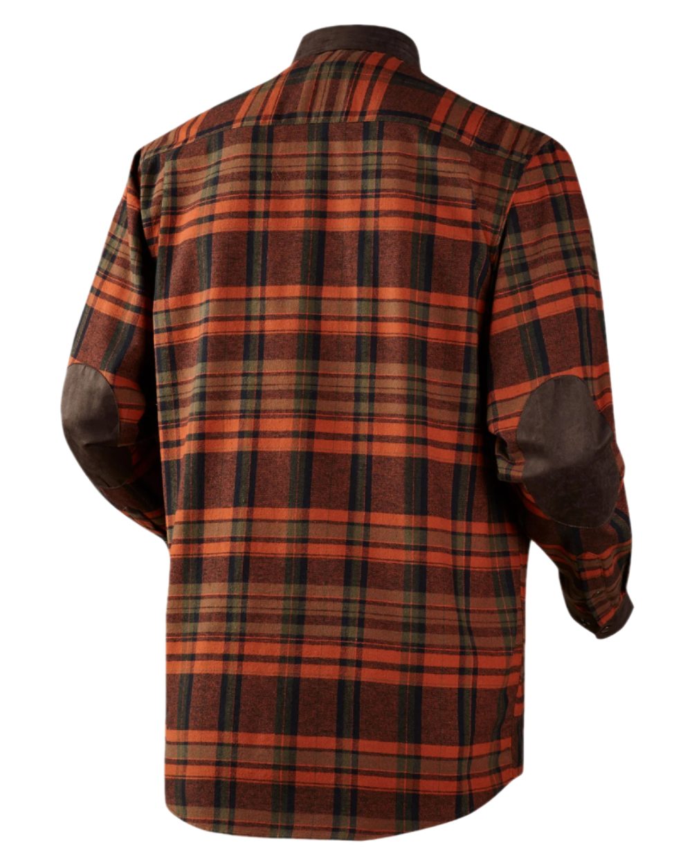 Burnt Orange Coloured Harkila Pajala Check Shirt on white background #colour_burnt-orange