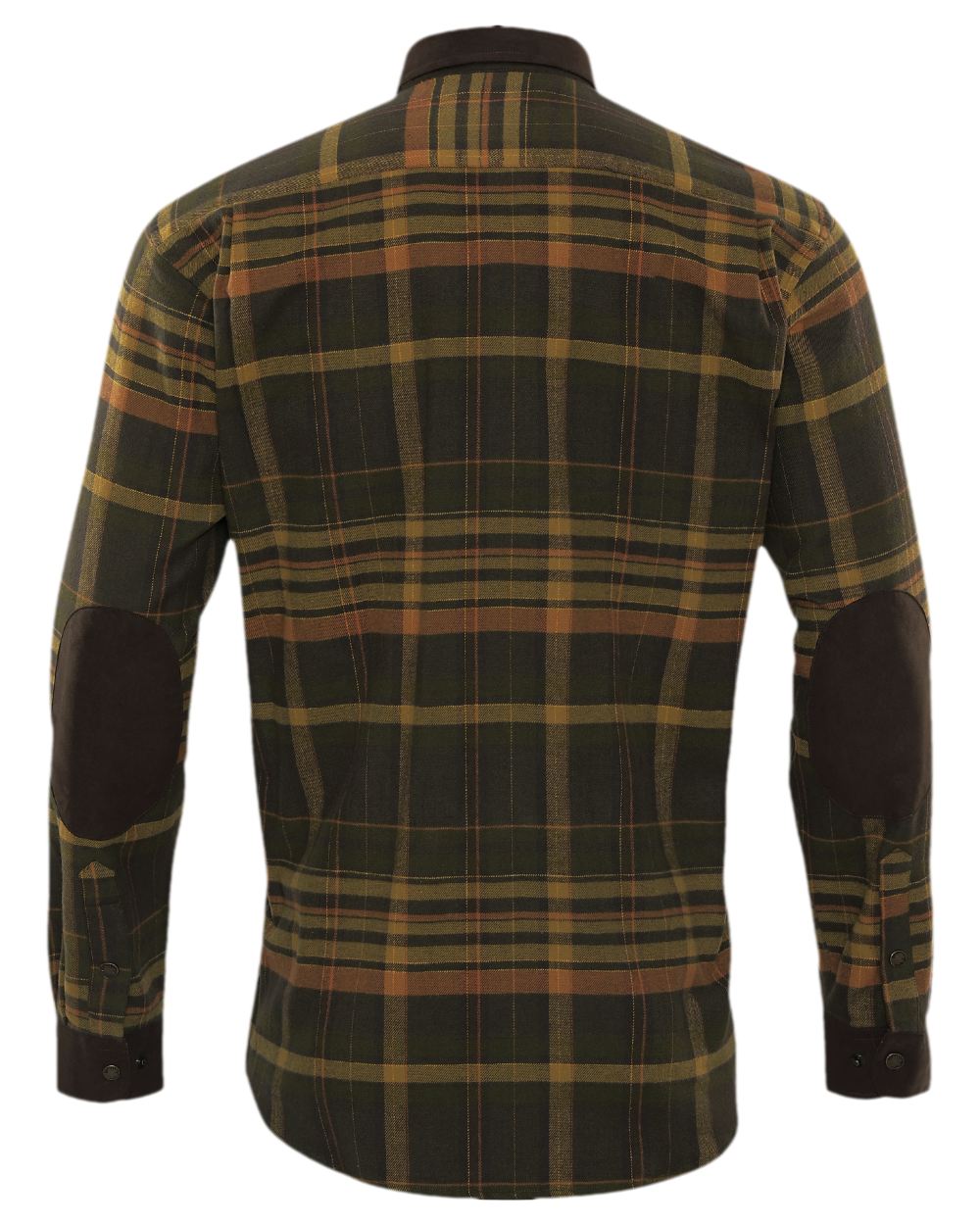 Green Brown Coloured Harkila Pajala Check Shirt on white background #colour_green-brown