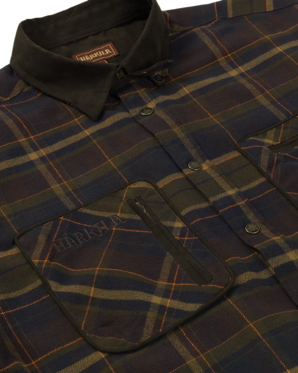 Mellow Brown Check Coloured Harkila Pajala Check Shirt on white background #colour_mellow-brown-check