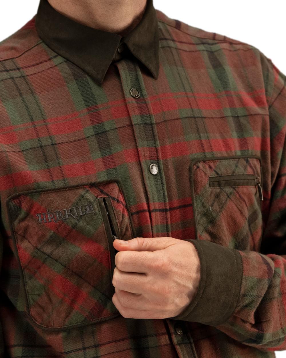 Red Autumn Check Coloured Harkila Pajala Check Shirt on white background #colour_red-autumn-check