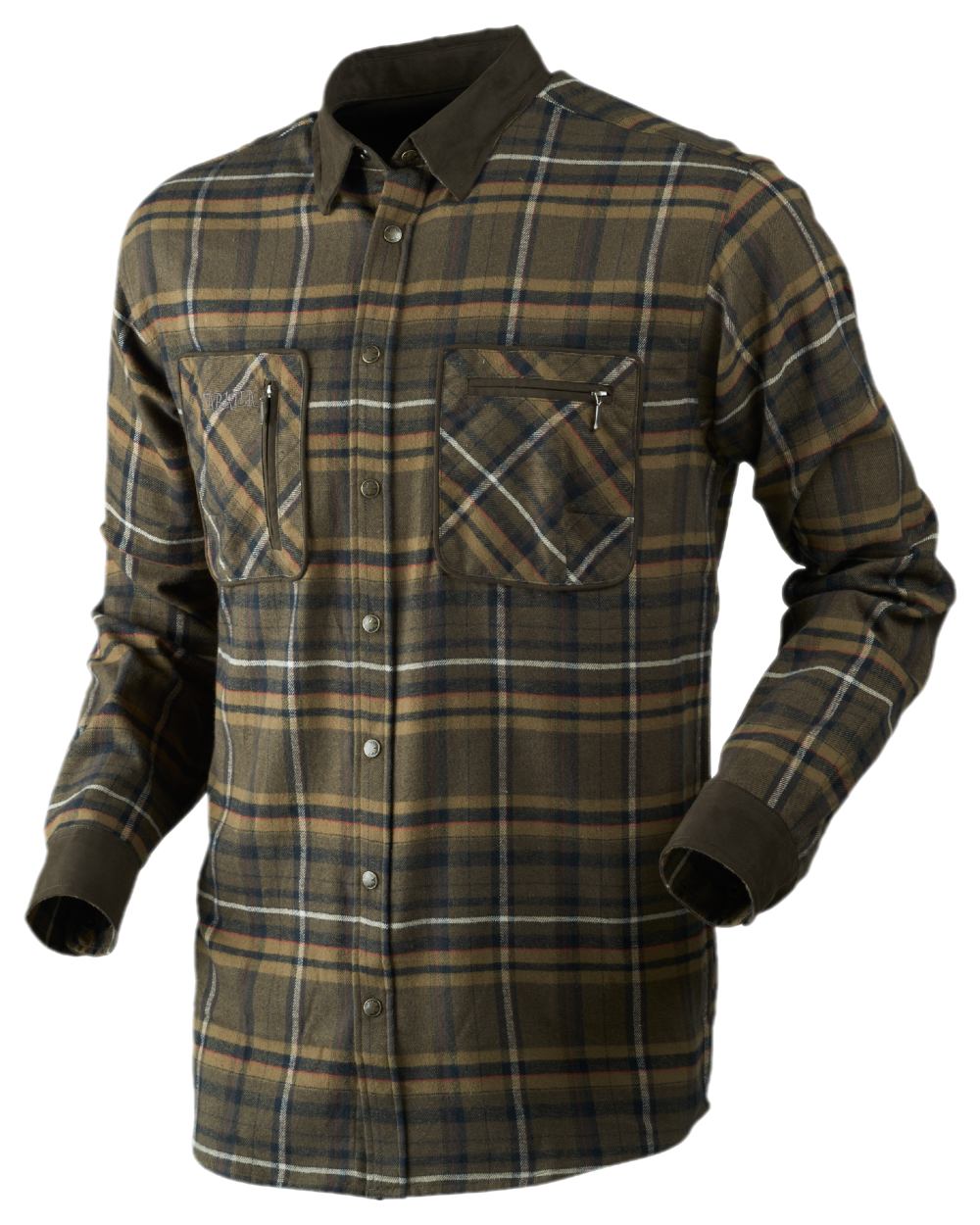Willow Green Coloured Harkila Pajala Check Shirt on white background #colour_willow-green
