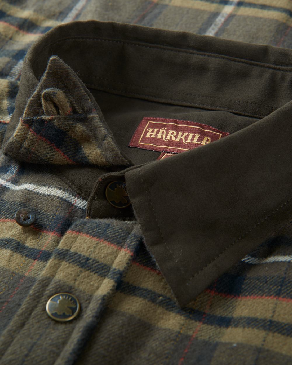 Willow Green Coloured Harkila Pajala Check Shirt on white background #colour_willow-green
