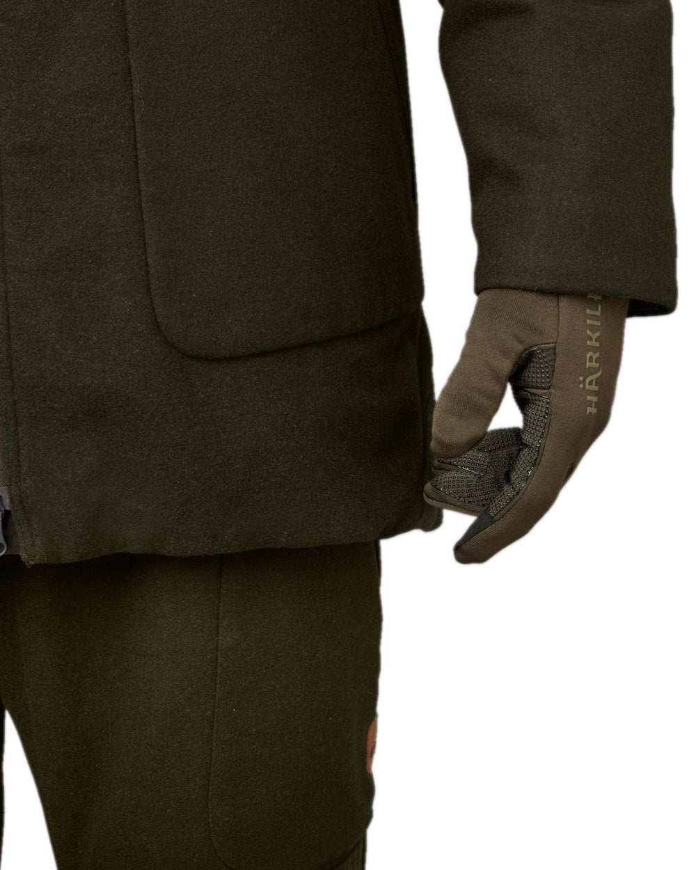 Shadow Brown Coloured Harkila Power Stretch Gloves on white background #colour_shadow-brown
