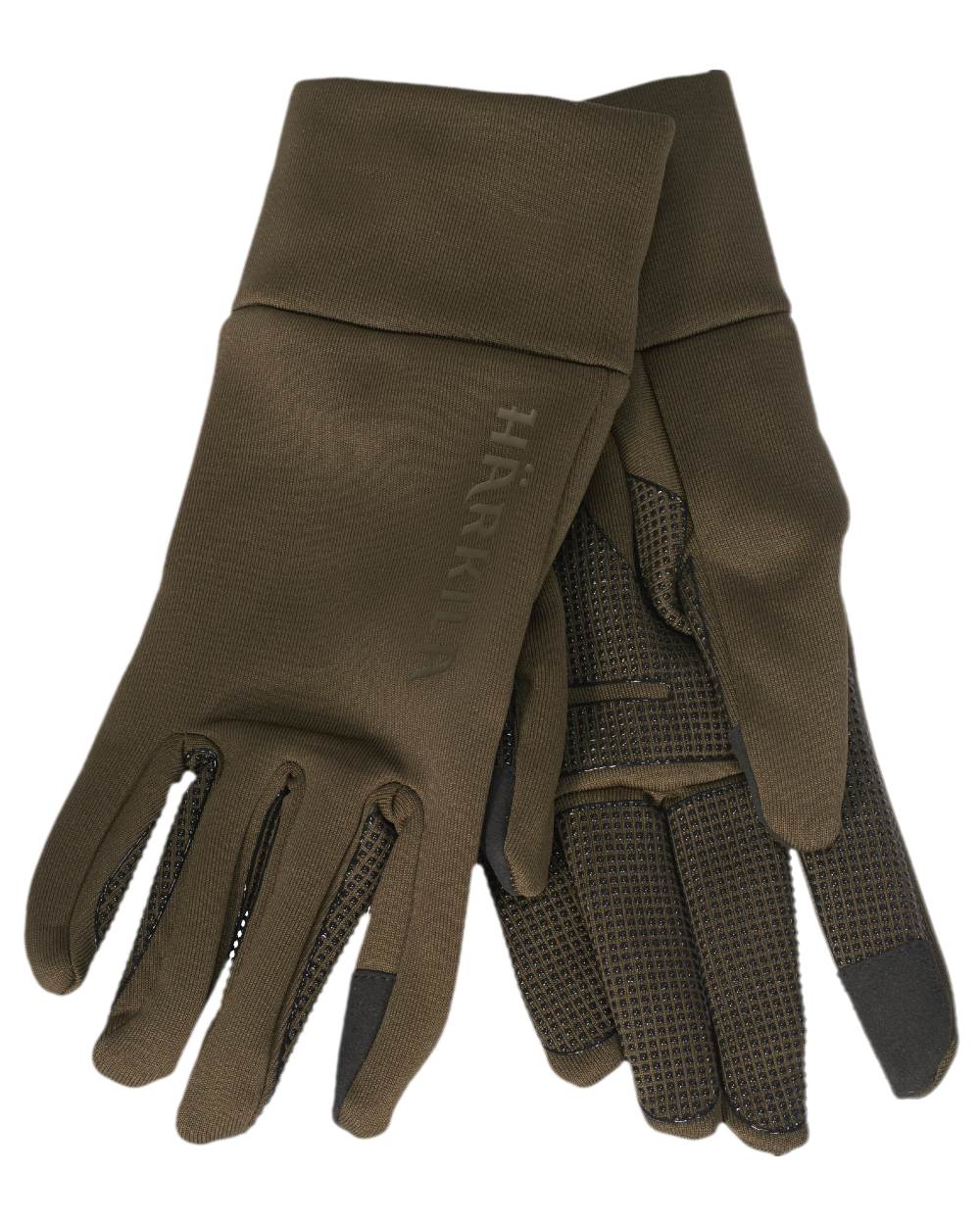 Willow Green Coloured Harkila Power Stretch Gloves on white background #colour_willow-green